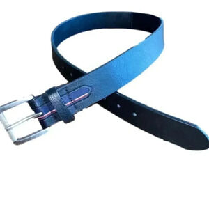 TOMMY Hilfiger Black Leather Belt 32” Silver Buckle